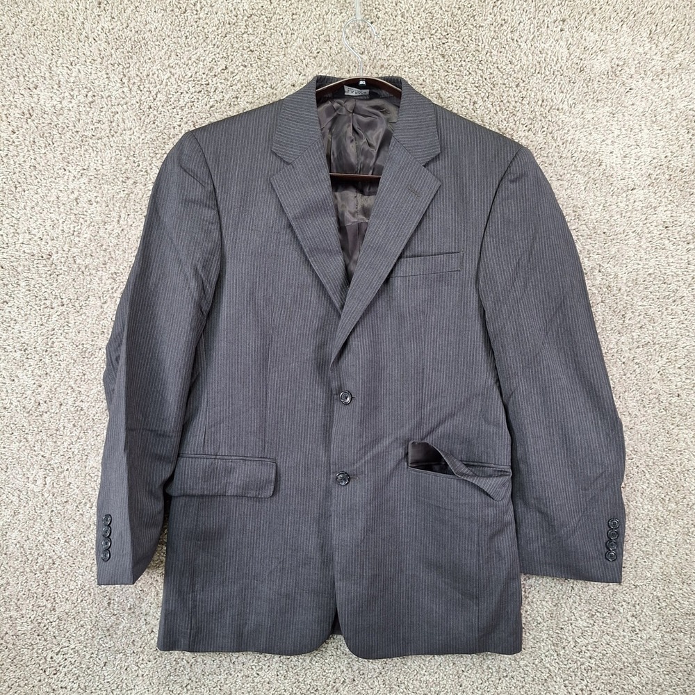 Jos A Bank Blazer Men 40 R Grey Pinstripe Suit Jacket Wool Career Classic
